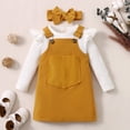 thumbnail image 4 of Xingqing 3PCS Toddler Infant Kids Girls Long Sleeves Solid Color Ribbed T-Shirt Overalls Dress, 4 of 10