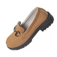 thumbnail image 6 of Xucatan Women's Faux Suede Loafers, Chunky Sole Slip On Shoes with Metal Horsebit Chain, British Style Comfortable Low Tops, Versatile Spring Fall Casual Footwear Gift, 6 of 9