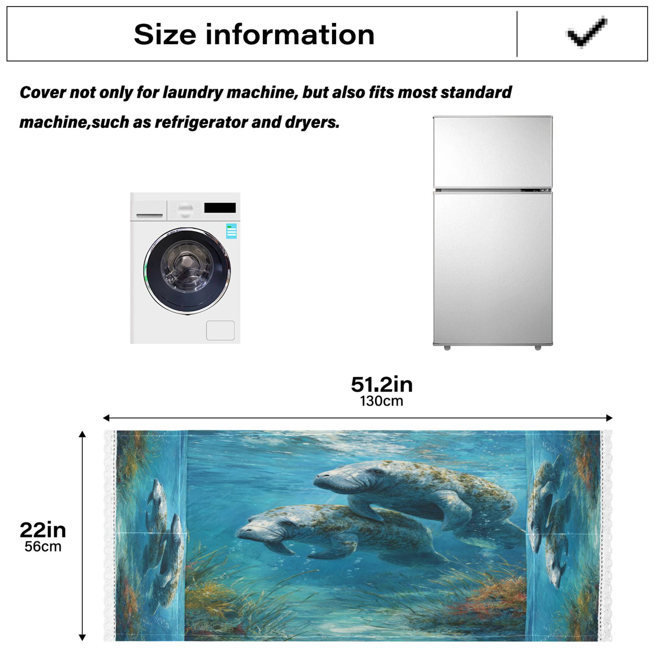 Wobogo Cute Manatee Washing Machine Cover Dustproof Washer Dryer Cover Waterproof Laundry Room Decorative Protector