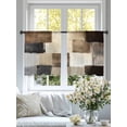 thumbnail image 4 of Abstract Plaid Sheer Curtains 54 Inches Long 2 Panels Brown Distressed Color Block Modern Oil Painting Light Filtering Semi Sheer Window Curtains Drapes for Bedroom Living Room 52"x54", 4 of 7