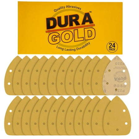 

Dura-Gold 220 Grit 5-Hole Hook & Loop Sanding Sheets for Mouse Sanders - Box of 24 Sandpaper Sheets
