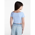 thumbnail image 3 of Weekend Academy Girls Wide Neck Knit Top with Short Sleeves, Sizes 4-18, 3 of 5