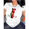 thumbnail image 1 of Portugal Flag Graphic Women'S T-Shirt, Casual Crew Neck Short Sleeve Tee, Polyester & Spandex Blend, Medium Stretch Knit Fabric, for All Season Comfort Fit Top, 1 of 6