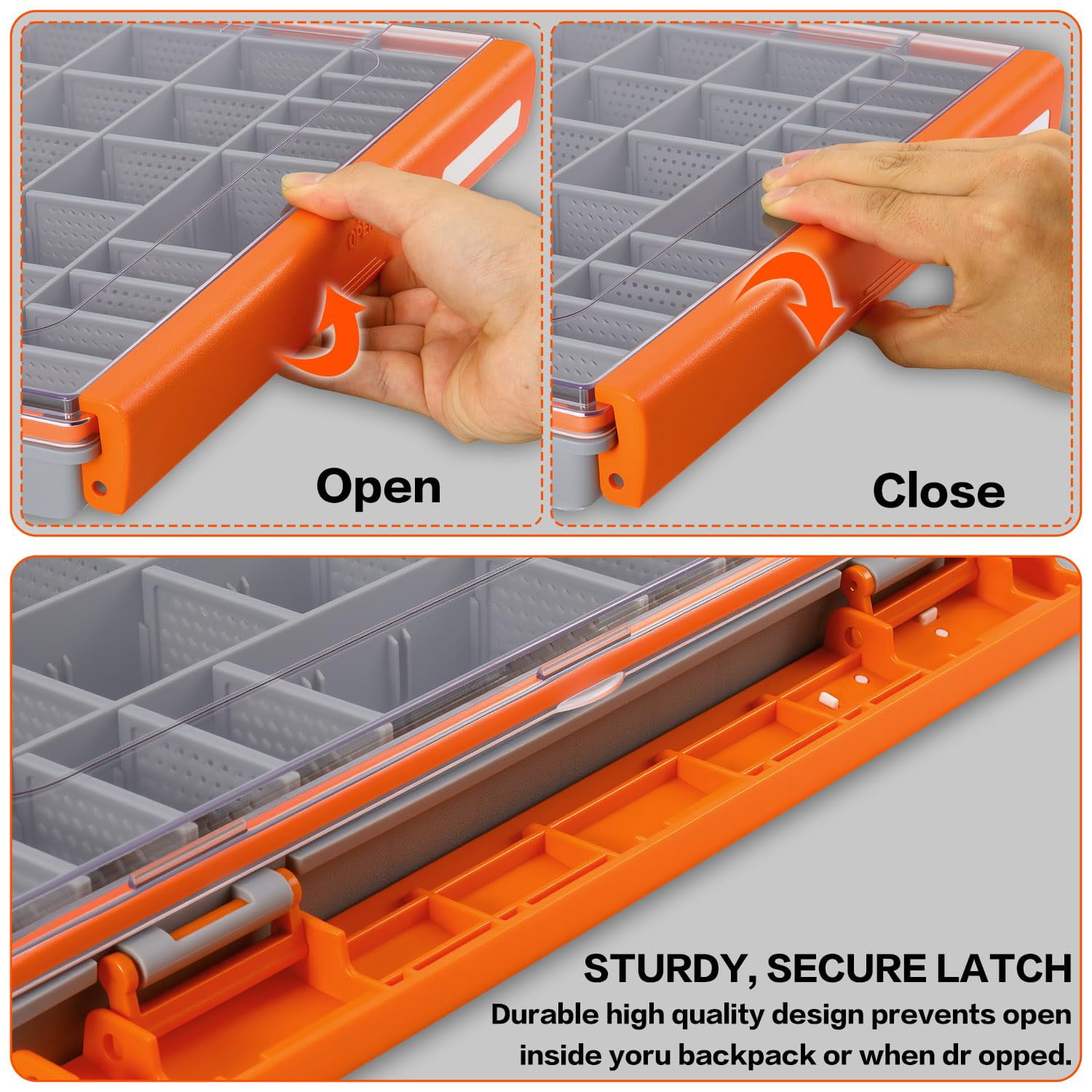 Waterproof Tackle Box Plastic Box-2packs 3700 Trays Fishing Organizer With Removable Dividers Storage.