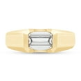 thumbnail image 2 of 7x5MM Emerald Cut Lab Created Moissanite Diamond Signet Wedding Band Ring For Men In 14K Yellow Gold Over Sterling Silver Jewelry (G-H Color, VVS1 Clarity, 1.00 Cttw) Ring-Size-11.5, 2 of 7
