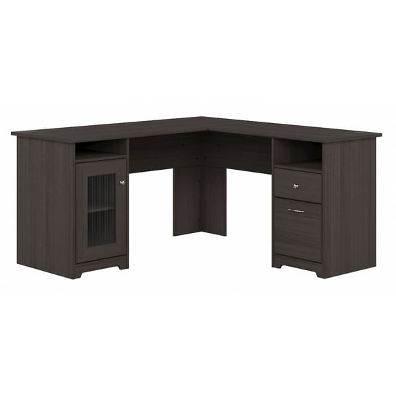 Cabot Modern 60W L Desk with File Drawer, Box Drawer and Storage Cabinet in Heather Gray