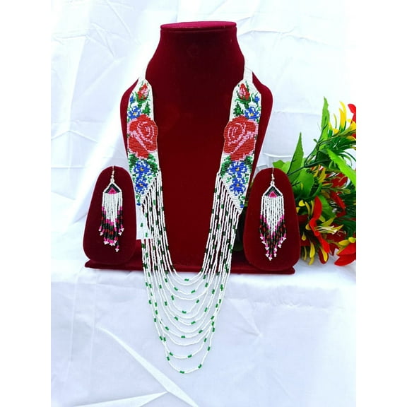 Native Style Layered Beaded Necklace– Ukrainian beaded Necklace Native Handmade Seed Bead Necklace,Tribal ethnic beaded necklace