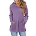 thumbnail image 3 of UTSJKR Womens Casual Hoodies Long Sleeve Sweatshirts Comfy Pullover Fleece Sweaters Winter Fall Outfits Fashion Clothes Purple L, 3 of 10