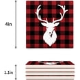 thumbnail image 3 of POGLIP Rustic Red Black Buffalo Check Plaid Elk Pattern Set of 8 Coaster for Drinks, Absorbent Ceramic Stone Coasters Cup Mat with Cork Base for Home Kitchen Room Coffee Table Bar Decor, 3 of 4