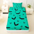 thumbnail image 3 of Homewish Neon Halloween Bat Twin Sheets,Mini Bow Print Bedding,Mint Green Black,3pcs,1 Fitted Sheet and 1 Pillowcase, 3 of 6