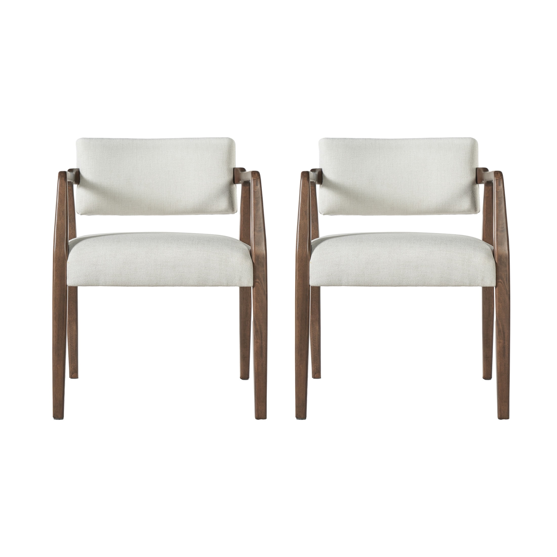 Christopher Knight Home Mid-Century Upholstered Dining Chairs, Wood Frame, Brown+Beige, Set of 4