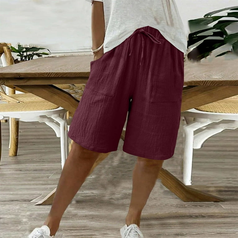 Womens Scrub Pants Wide Leg Shorts for Women, Casual Drawstring