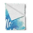 thumbnail image 2 of Hello Soft Flannel Fleece Throw Blanket, Hello Spring Printed in White Hand Lettering Design on Watercolor Pastel Blue, Cozy Plush for Indoor and Outdoor Use, 50" x 60", Pale Blue White, by Ambesonne, 2 of 5