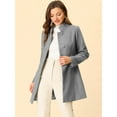 thumbnail image 2 of Abrigo de Invierno Elegante Allegra K Largo De Un Solo Pecho Con Cuello Alto Gris S, 2 of 5