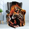 thumbnail image 4 of Safari Soft Flannel Fleece Throw Blanket, Power Tiger Hunter Forest King Beast Stripes Furry Large Animal Print, Cozy Plush for Indoor and Outdoor Use, 50" x 60", Orange White and Black, by Ambesonne, 4 of 5