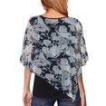thumbnail image 4 of USSUMA Chiffon Flowing Shawl Double Layer Womens Tops Summer Loose Fit Floral Print Summer Top and Blouses Trendy Short Sleeve Shirts T-Shirt for Women Dressy Crewneck Tunic Plus, 4 of 7