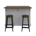 Kelsey Kitchen Island with 2 Stools and Drawers, Gray