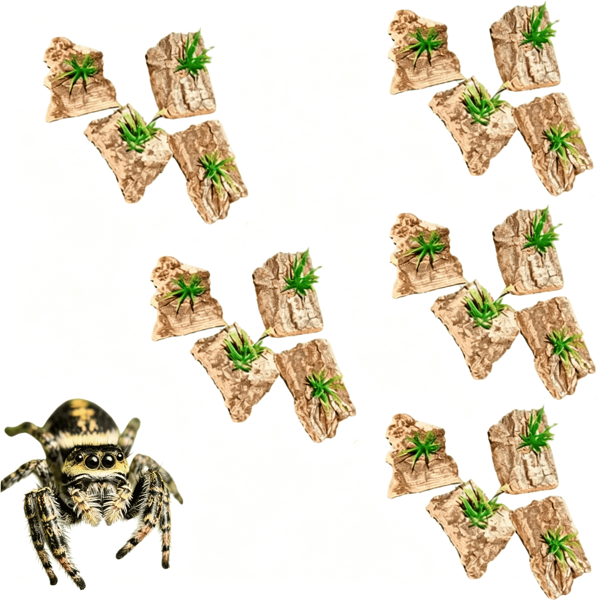 GASTROPOD 20 Pieces Tarantula Enclosure Decor Cork Bark Hide with Natural Grasses Jumping Spider Accessories Tarantula Hide and Reptile Habitat Supplies Cork Bark Hide