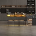 thumbnail image 5 of 4 Piece Bar Table Set with Power Outlet and LED Light, Counter Height Table with 3 Stools,Industrial Style Console Table Set for Living Room, Dining Room, Game Room,Brown, 5 of 13