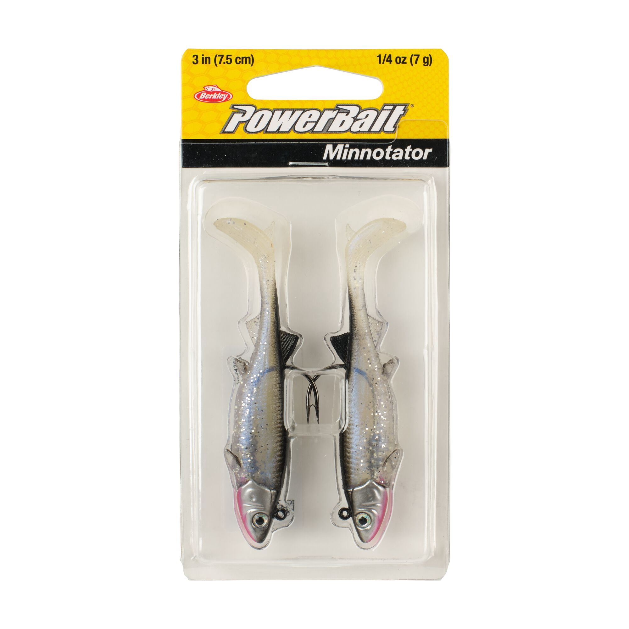 Berkley PowerBait® Minnotator, 3 in, Pre-Rigged Baits, Silver Smelt (2 Count)