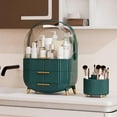 thumbnail image 4 of Makeup Organizers and Storage Make up Organizer for Vanity Cosmetics Skincare With Lid and Drawers Display Cases for Countertop Bathroom Women Teenager Girl Gifts(Dark Green+Brush Holder), 4 of 10