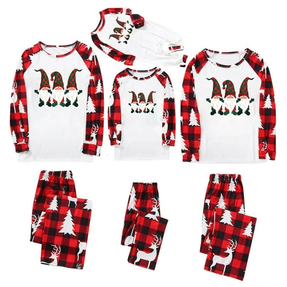 Odeerbi Christmas Pajamas for Family Holiday Long Sleeve Family Christmas Pajamas Matching Sets Dad Christmas Plaid Printed Blouse Tops   Pants Sleepwear Family Matching PJs Set Red