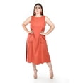 thumbnail image 4 of Vestido de lino con bolsillos Roman Fashion /Tallas Extras, 3830 (Chedron) naranja oscuro 38, 4 of 5