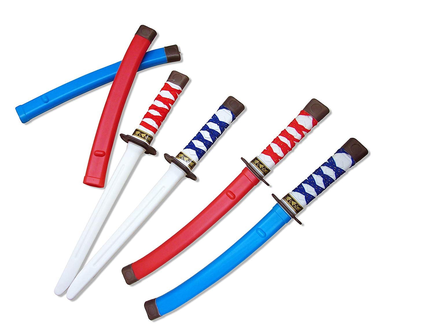 Dazzling Toys Pack of 4 Plastic Samurai 17 Inch Swords Cloth Wrapped Handles