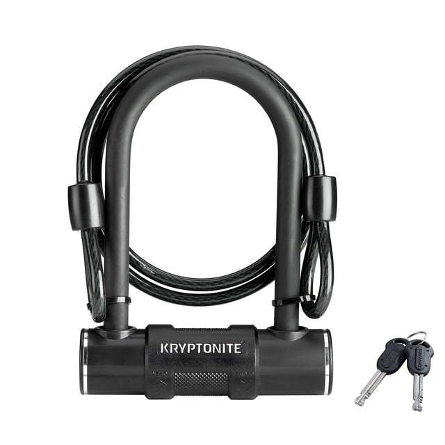 Kryptonite Candado en U para Bicicleta con Cable de Acero Trenzado Candado en U antirrobo de Alta Seguridad para Bicicleta Grillete de 12 mm y Cable de Seguridad de 8 mm x 4 pies de Longitud con Llave