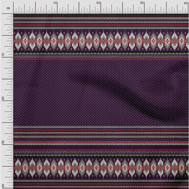 Soimoi Cotton Voile Fabric Dot & Aztec Panel Print Fabric by The Yard 56 Inch Wide