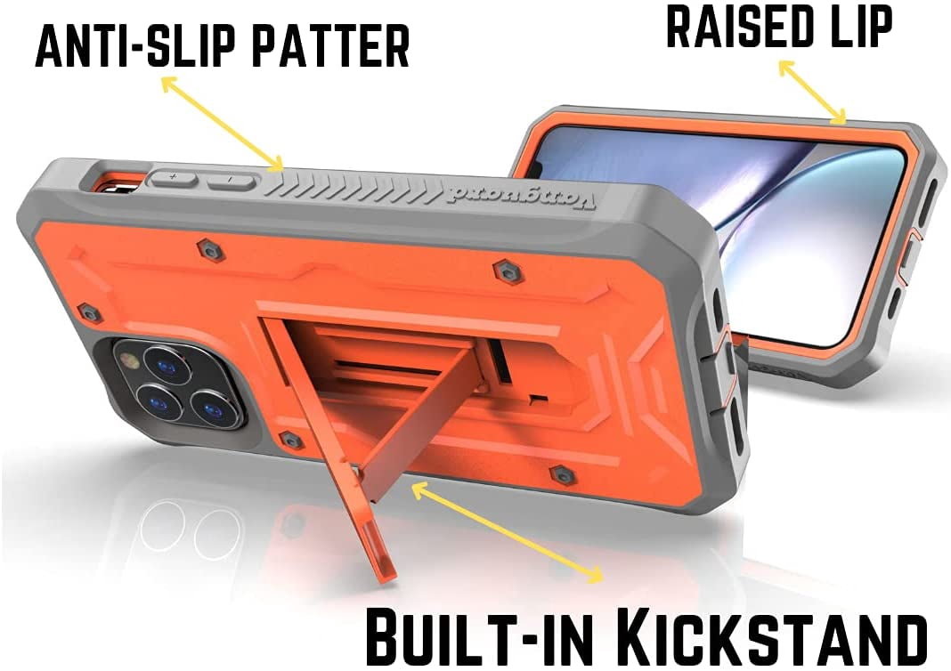 CaseBorne ArmadilloTek V Case for [iPhone 13 Pro] with Built-in Screen Protector & Kickstand Full-Body Multi-Layer Rugged - Orange