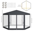 thumbnail image 3 of Outsunny Pavillon Hexagonal Φ13 Pieds pour Fête, Gazebo de Patio, Auvent d'Activité Extérieure et d'Événement, Abri Solaire Rapide, Pavillon avec Paroi Latérale en Moustiquaire et Maille, Gris Foncé, 3 of 10