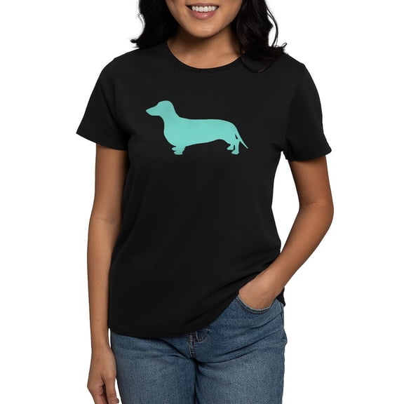 CafePress - Dachshund Silhouette Women's Classic T Shirt - Women's Traditional Fit Dark T-Shirt
