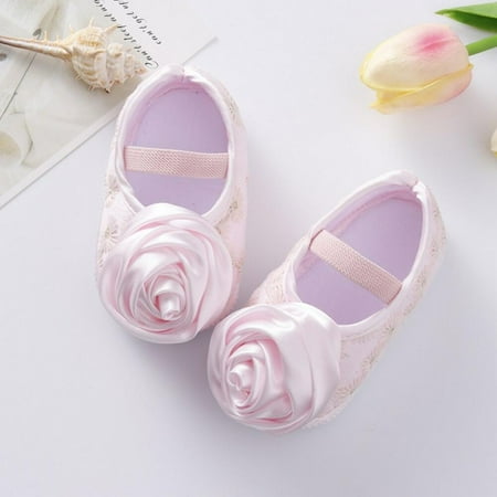 

Baozhu Newborn Baby Shoes Baptism Baby Girl Flower First Walker Toddler Prewalker Cute Baby Soft Shoes 0-12 Months