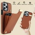 thumbnail image 7 of for iPhone 16 Pro Case with Card Holder, RFID Blocking, Kickstand, Premium PU Leather Shockproof Protective Back Folded Magnetic Clasp Cover Phone Case For iPhone 16 Pro,Brown, 7 of 7