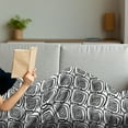 thumbnail image 3 of Black and White Soft Flannel Fleece Blanket, Interlacing Whirls Free-hand Drawing Effect Harmonised with Ink Blots, Cozy Plush for Indoor and Outdoor Use, 60" x 80", Black and White, by Ambesonne, 3 of 5