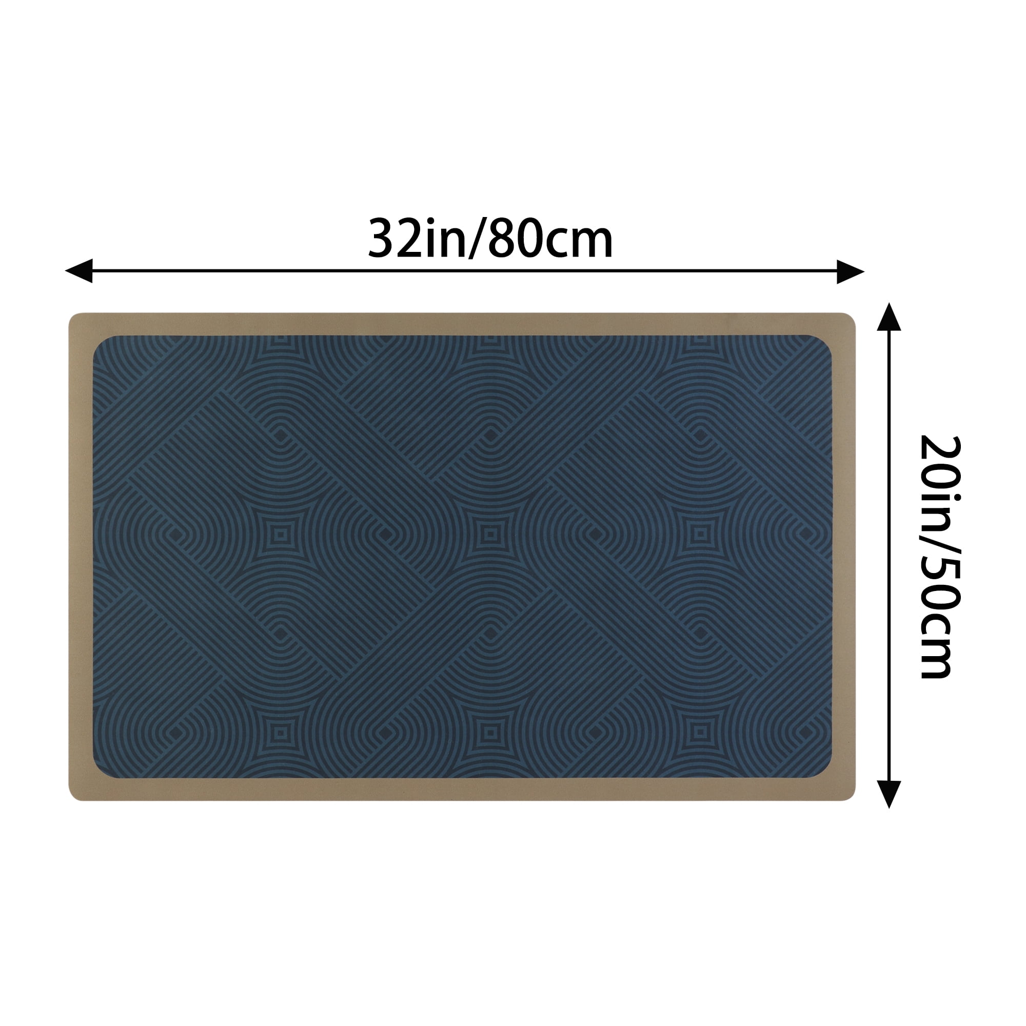 Unique Bargains Kitchen Mats for Floor Machine Washable Kitchen Rugs Non Slip Backing Blue 20" x 32"