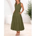 thumbnail image 5 of MEROKEETY Summer Boho Dress for Women Sleeveless V Neck Vacation Dress with Pockets ArmyGreen XL, 5 of 5