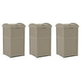 thumbnail image 1 of Suncast Wicker Plastic Hideaway Trash Can w/Lid, Dark Taupe (3 Pack), 1 of 6