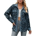 thumbnail image 1 of CEHVOM Veste à Manches Longues à Boutons Imprimé Léopard pour Femmes, Liquidation, 1 of 7