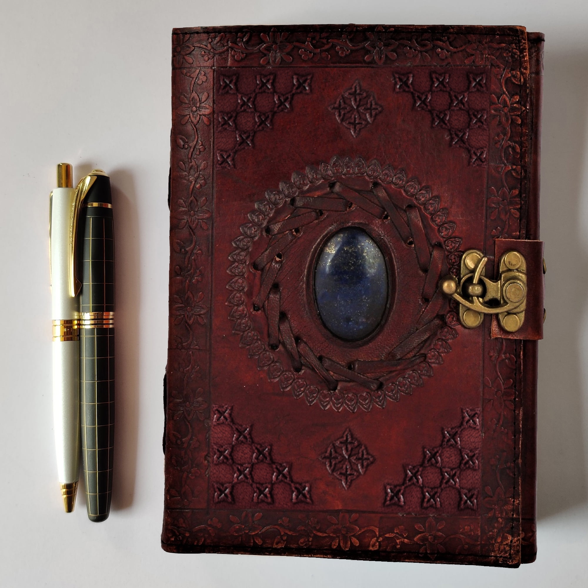 NomadCraftsCo. Vintage Journal - Leather Journal - Semi Precious Stones,  Vintage Leather Bound Journal For Women Men | Journaling, Sketchbook For