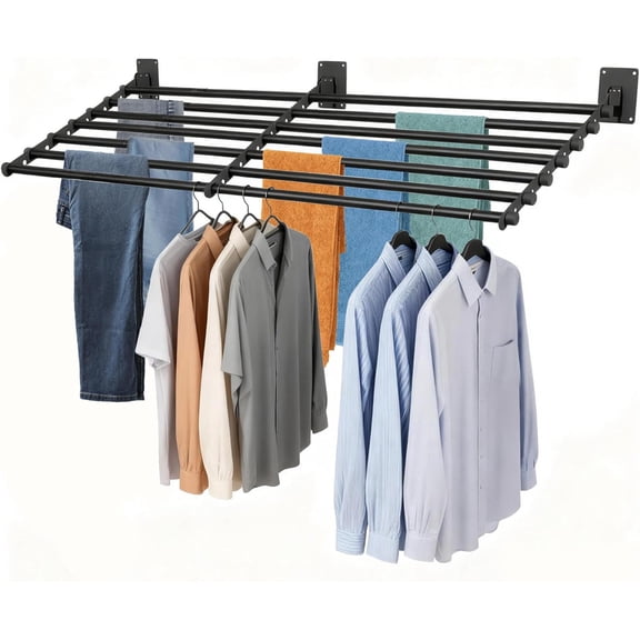 57-Inch Wall Mounted Collapsible Indoor Clothes Drying Rack