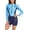 Style 3-Blue, variant on UPF 50+ Womens Quick Dry Rash Guard Long Sleeve Zipper Padded Bathing Suit One Piece Boyleg Surfing Swimsuits High Neck Sport Beach Surfwear Swimwear