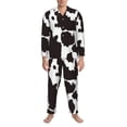 thumbnail image 3 of Fotbe Cow Skin 2 Pijama de Hombre con Estampado de Manga Larga, Conjunto de 2 Piezas, Ropa de Dormir Suave y Cómoda con Bolsillos-X-Large, 3 of 7
