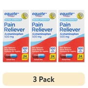 (3 pack) Equate Acetaminophen Extra Strength Rapid Release Gelcaps, 500 mg, 24 Count