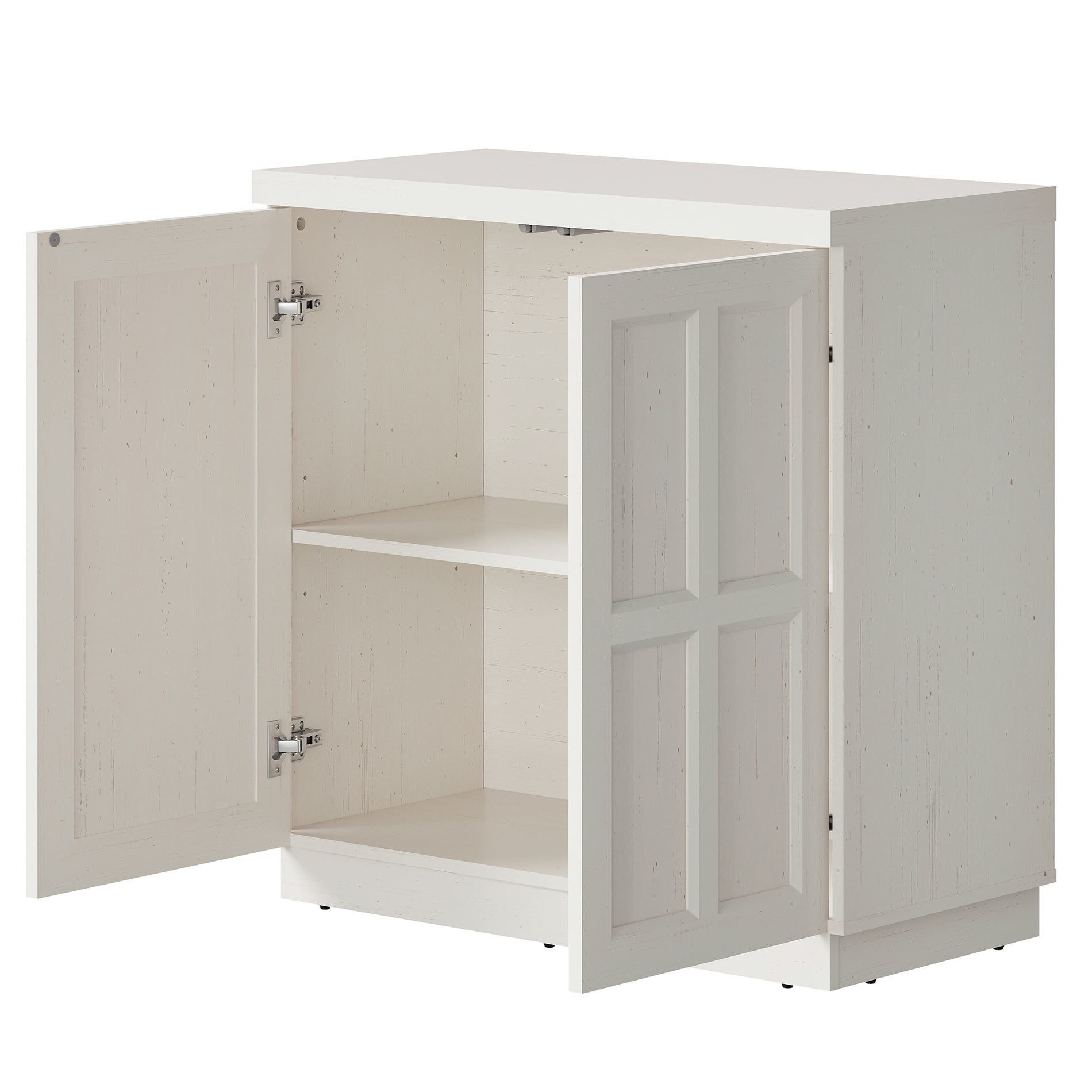 HOMOOI TV Stand for 26-40"TV, Boho 31.5" Wood Media Console with Doors, Adjustable Shelves and Cable Management Hole, Heavy-Duty Entertainment Center for Living Room, Bedroom,White