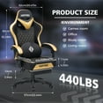 thumbnail image 4 of Hoffree Gaming Chair with Massage and Footrest Big and Tall Gamer Chair with Headrest and Lumbar Support PU Computer Game Chair for Adults Office Gaming, 440lbs, 4 of 10