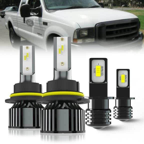 LECCIBUB LED Headlight Bulbs Compatible With Ford F350 1994-1998,9007 High Low Beam   H3 LED Fog Light Bulb,6500K White,Plug and Play,Pack of 4