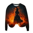 thumbnail image 5 of Jsaierl Halloween Sweatshirts Women Plus Size Pumpkin Ghost Graphic Sweatshirt Loose Fit Crewneck T-shirt Long Sleeve Dressy Casual Pullover Tops Halloween Clothes, 5 of 5