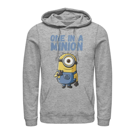 Men's Despicable Me Cute One in a Minion  Pull Over Hoodie Athletic Heather Small